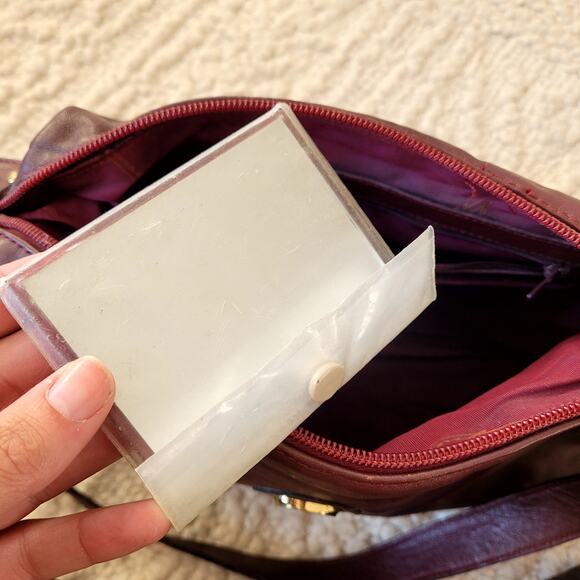 Etienne Agner Burgundy Leather Crossbody Purse - Picture 8 of 10